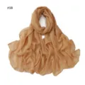 Elegant shimmering voile long scarf with rhinestones, lightweight breathable gold-splashed cape. - Khaki
