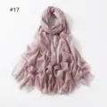 Viscose metallic shimmering pink scarf detail, soft fringe ends, elegant women shawl feature. - Pink
