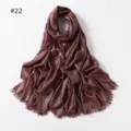 Sparkling metallic viscose scarf for women, elegant burgundy shawl with short fringe trim. - Burgundy