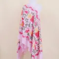 Roze geborduurde kasjmier sjaal met franjes, etnische warme wintercape voor dames. - Lichtroze
