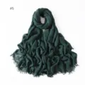 Dark green modal cotton scarf, breathable solid color shawl with short fringe for women. - #5 Dark Green