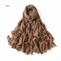 Brown modal cotton scarf detail, lightweight breathable solid shawl with fringe edge. - #11 Brown