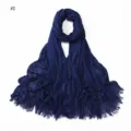 Solid color rayon wrinkled scarf with soft tassel design, breathable women shawl. - Pattern #2