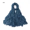 Crinkled solid color rayon hijab scarf with tassels lightweight breathable soft daily wear - Gray Orange Tie-Dye