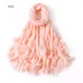 Close-up detail of soft light pink modal cotton scarf, lightweight solid color shawl. - #20 Light Pink