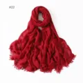 Red modal cotton scarf with fringe, lightweight solid color breathable shawl for women. - #22 Wine