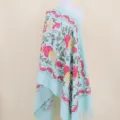 Lichtblauwe Granaatppel Geborduurde Cashmere-feel Sjaal Etnische Stijl Warme Cape - Lichtgroen