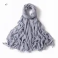 Solid color rayon wrinkled scarf for women with tassel ends, breathable soft hijab style scarf #7 - Size 7