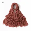 Solid color crinkled rayon scarf, dusty rose color variant #22 with fringe hem for women. - Style 22