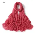 100% Rayon Crinkled Solid Color Scarf Variant #24 Breathable Soft Frayed Headscarf - Style 24