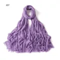 Women purple rayon crinkles scarf solid color breathable soft fashion fringe headscarf - Style 27