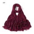 Women solid color wrinkled rayon scarf with fringe ends, soft and breathable headscarf. - #29