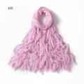 Women solid color crinkle rayon scarf lightweight soft breathable hijab and shawl #35 - #35