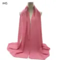 Pink chiffon scarf solid color hijab shawl lightweight breathable summer sun protection wrap. - #45