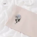 Close-up detail of handmade rhinestone flower brooch on elegant solid color chiffon hijab scarf. - 10# / 1.8m