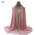 Solid pink chiffon hijab shawl for women, lightweight breathable long scarf for daily wear. - #46