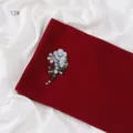 Exquisite handmade rhinestone flower chiffon scarf detail shot, elegant dark red fabric. - 12# / 1.8m