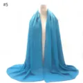 Blue chiffon scarf hijab shawl for women lightweight breathable head cover solid color style. - Beige Geometric