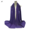 Solid color pearl chiffon women hijab scarf shawl summer sun protection purple head cover #7 - #7