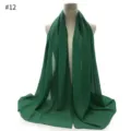 Solid dark green chiffon hijab scarf lightweight breathable women sun protection shawl - Crescent Moon Star