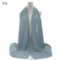 Solid color pearl chiffon women scarf hijab shawl in light blue, elegant sun protection wrap. - Green Space Dino