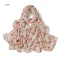 Sciarpa in chiffon con stampa floreale rosa donna elegante lungo scialle leggero foulard - 251#