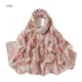 Elegante sciarpa lunga in chiffon floreale rosa da donna, morbido foulard stampato. - 256#