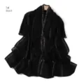 Nahaufnahme des schwarzen Chiffon-Strass-Schals mit funkelnden silbernen Ketten für elegante Looks. - 1# Schwarz