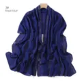 Königsblaues Chiffon-Tuch mit funkelnden Strassketten, eleganter langer Schal für Damen. - 3#