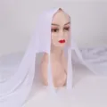 Solid color chiffon headscarf with ties, lightweight breathable Muslim hijab wrap for women. - Bleached White