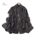 Chiffon scarf with sparkling rhinestones, elegant charcoal long shawl and head wrap for women. - 10#