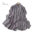 Grey chiffon scarf detail showcasing sparkling rhinestone striped design and fine texture. - 11#
