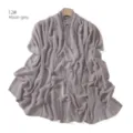 Grey chiffon rhinestone chain detailed long scarf shawl, elegant wrap for daily wear. - 12#