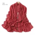 Chiffon scarf shawl with rhinestone chain trim, elegant long headscarf in dusty rose. - 13#