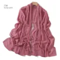 Dusty pink rhinestone chiffon scarf elegant long shawl women fashion winter warm wrap accessory - 15#