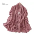 Detailed view of the pink chiffon rhinestone chain scarf, elegant hijab shawl design. - 17#