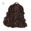 Brown chiffon rhinestone scarf shawl with sparkling crystal chains for women elegant daily wear - 18#