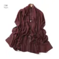 Plum chiffon hijab scarf with rhinestone chain details for women lightweight shawl wrap. - 19#