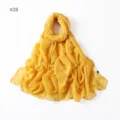 Solid yellow glitter viscose cotton scarf shawl lightweight wrap for women daily wear. - 28#