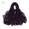 Detailed view of the dark purple voile long scarf featuring sparkling gold foil dots. - Deep purple