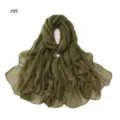 Olive green starry voile scarf detail, lightweight sheer fabric with shimmering gold dots. - Army Green