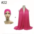 Modal stretch inner hijab cap and matching oversized scarf set for women bright pink - No. 22 (Rose Red)