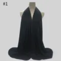 Einfarbiges Modal Baumwoll Jersey Tuch Weich Damen Hijab Kopfbedeckung Einfach Neu - Nr.1 (Schwarz)