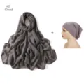 Ensemble écharpe longue et bonnet intérieur assorti en modal gris, hijab léger et doux. - Gris foncé