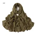 Olive green solid color thin modal breathable scarf detail, soft texture and elegant drape. - Olive Green #18
