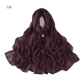 Dark purple solid color lightweight breathable crinkled hijab shawl scarf for women detail. - Deep Purple #22