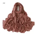 Detailed view of solid color crinkle hijab, lightweight and breathable fabric texture. - Withered Rose #23