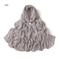 Detailed view of the solid grey modal hijab scarf, soft draped fabric texture close-up. - Gray #26