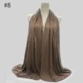 Solid color modal jersey hijab scarf for women, soft large cotton wrap shawl for daily wear. - No. 8 (Brown)
