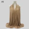 Solid Color Modal Large Cotton Jersey Hijab Scarf Soft Muslim Headwear Women Wrap - No.9 Khaki